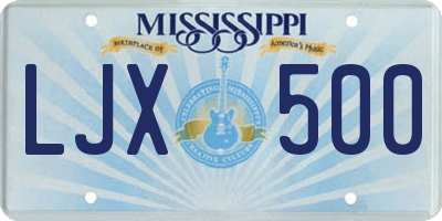 MS license plate LJX500