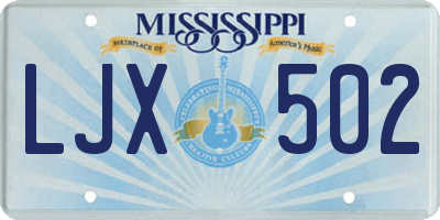 MS license plate LJX502