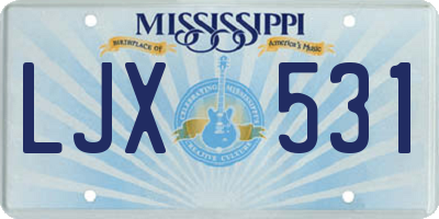 MS license plate LJX531