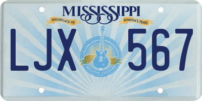 MS license plate LJX567