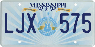 MS license plate LJX575