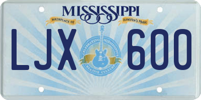 MS license plate LJX600