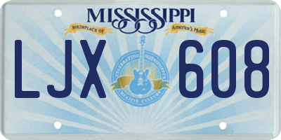 MS license plate LJX608