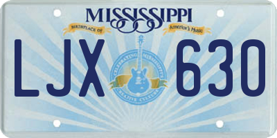 MS license plate LJX630