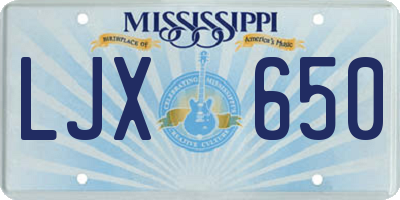 MS license plate LJX650