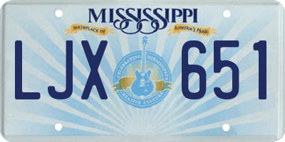 MS license plate LJX651