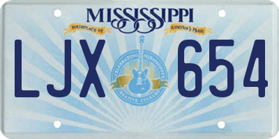 MS license plate LJX654