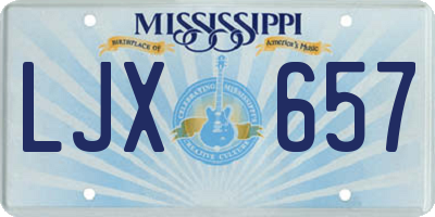 MS license plate LJX657