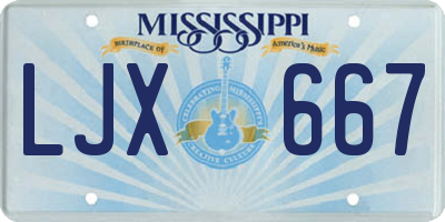 MS license plate LJX667