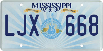 MS license plate LJX668