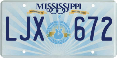 MS license plate LJX672
