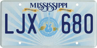 MS license plate LJX680