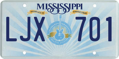 MS license plate LJX701