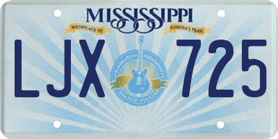 MS license plate LJX725