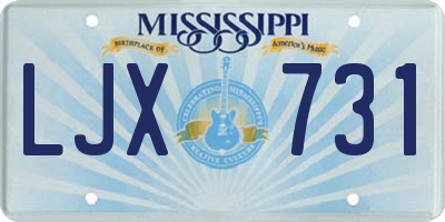 MS license plate LJX731