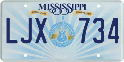 MS license plate LJX734