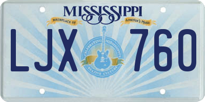 MS license plate LJX760