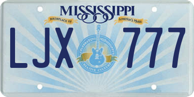 MS license plate LJX777