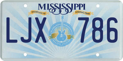 MS license plate LJX786