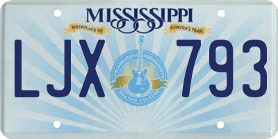 MS license plate LJX793