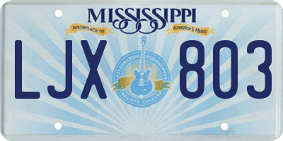 MS license plate LJX803