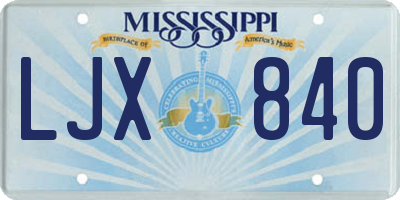 MS license plate LJX840