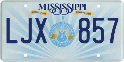 MS license plate LJX857