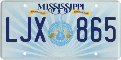 MS license plate LJX865