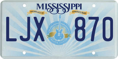 MS license plate LJX870