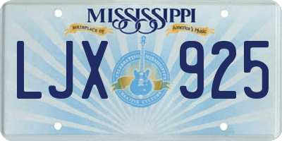 MS license plate LJX925