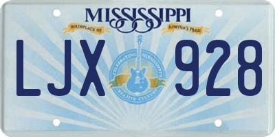 MS license plate LJX928