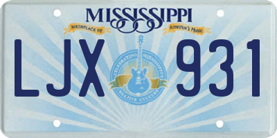 MS license plate LJX931