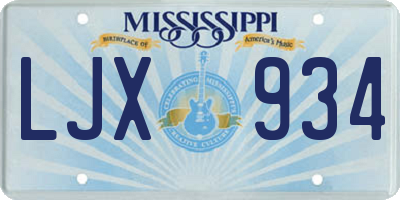 MS license plate LJX934