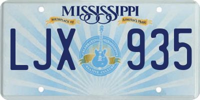 MS license plate LJX935