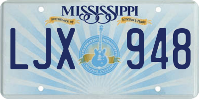 MS license plate LJX948