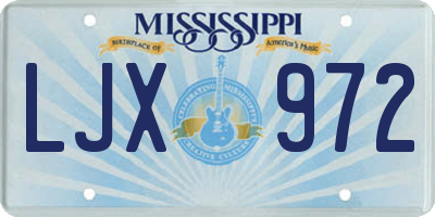 MS license plate LJX972