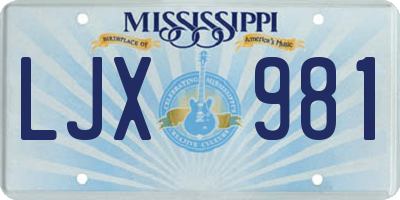 MS license plate LJX981