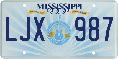 MS license plate LJX987