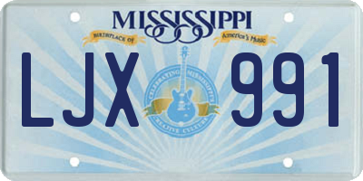 MS license plate LJX991