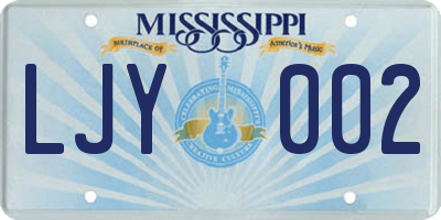 MS license plate LJY002