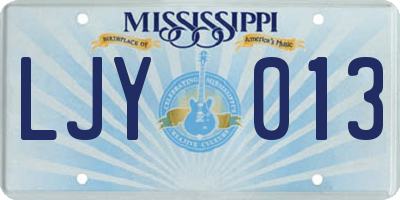 MS license plate LJY013