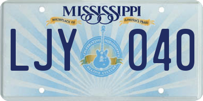 MS license plate LJY040