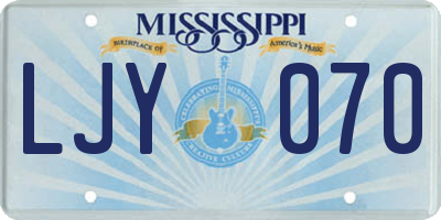 MS license plate LJY070