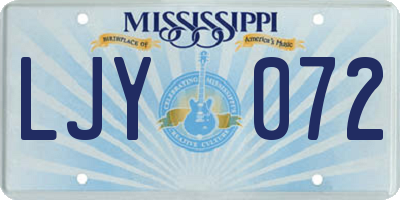 MS license plate LJY072