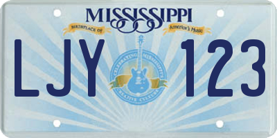 MS license plate LJY123