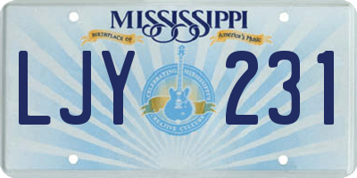 MS license plate LJY231