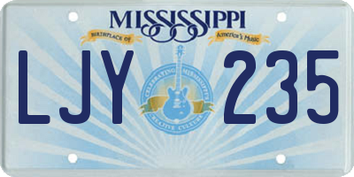 MS license plate LJY235