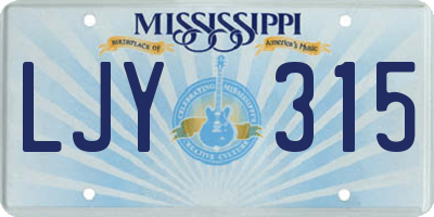 MS license plate LJY315
