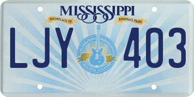 MS license plate LJY403