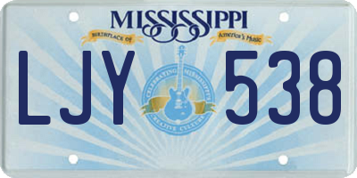 MS license plate LJY538